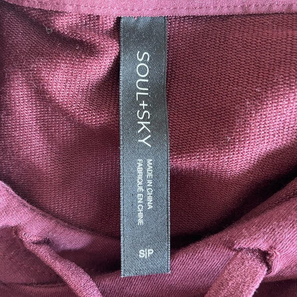 Soul + Sky Stitch Fix Micro French Terry Hoodie Sweatshirt Burgundy S - Picture 10 of 11